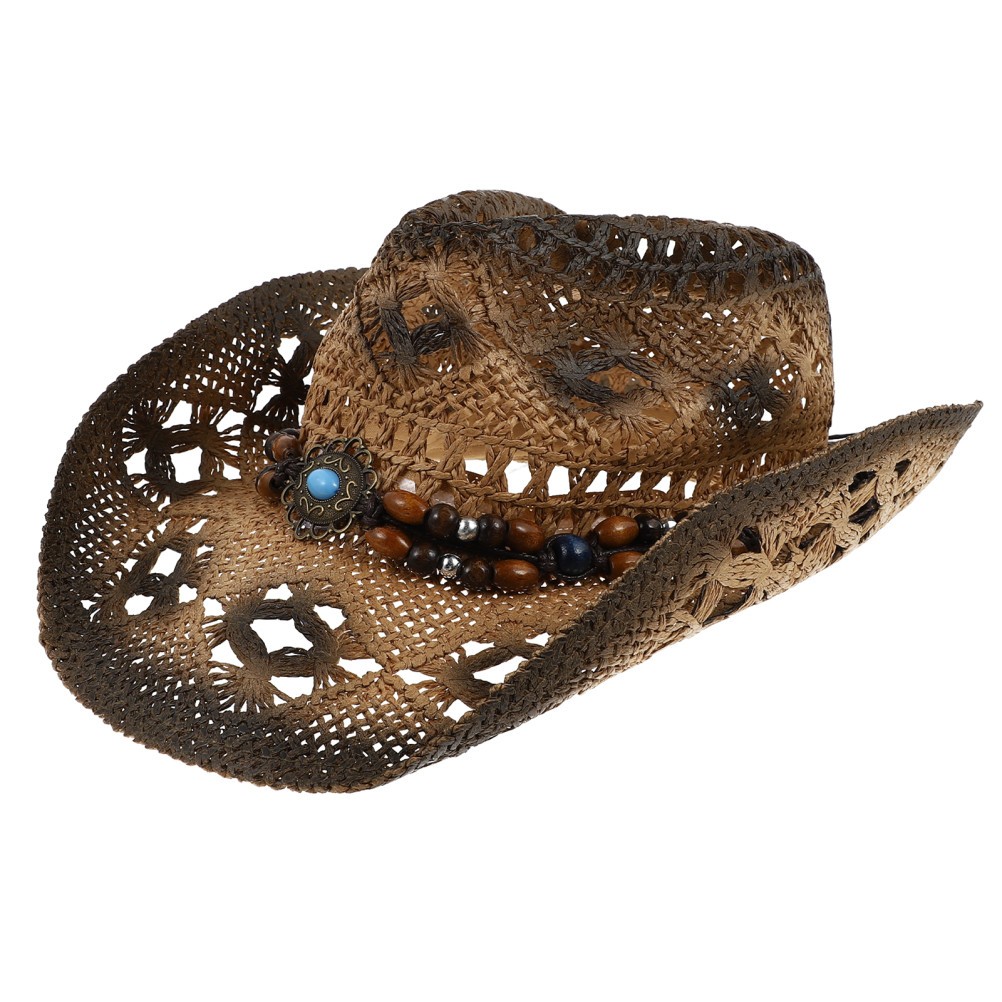 2 PCS Summer Hat Straw Cowboy Hats for Women Mexican Mens Western image 6