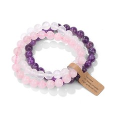 3 PCS Healing Crystal Bracelets for Women 8Mm Natural Stone Beaded Stretch Brace