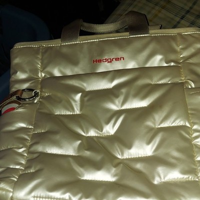 Hedgren Quilted Nylon Beige Laptop Backpack with Multiple Compartments