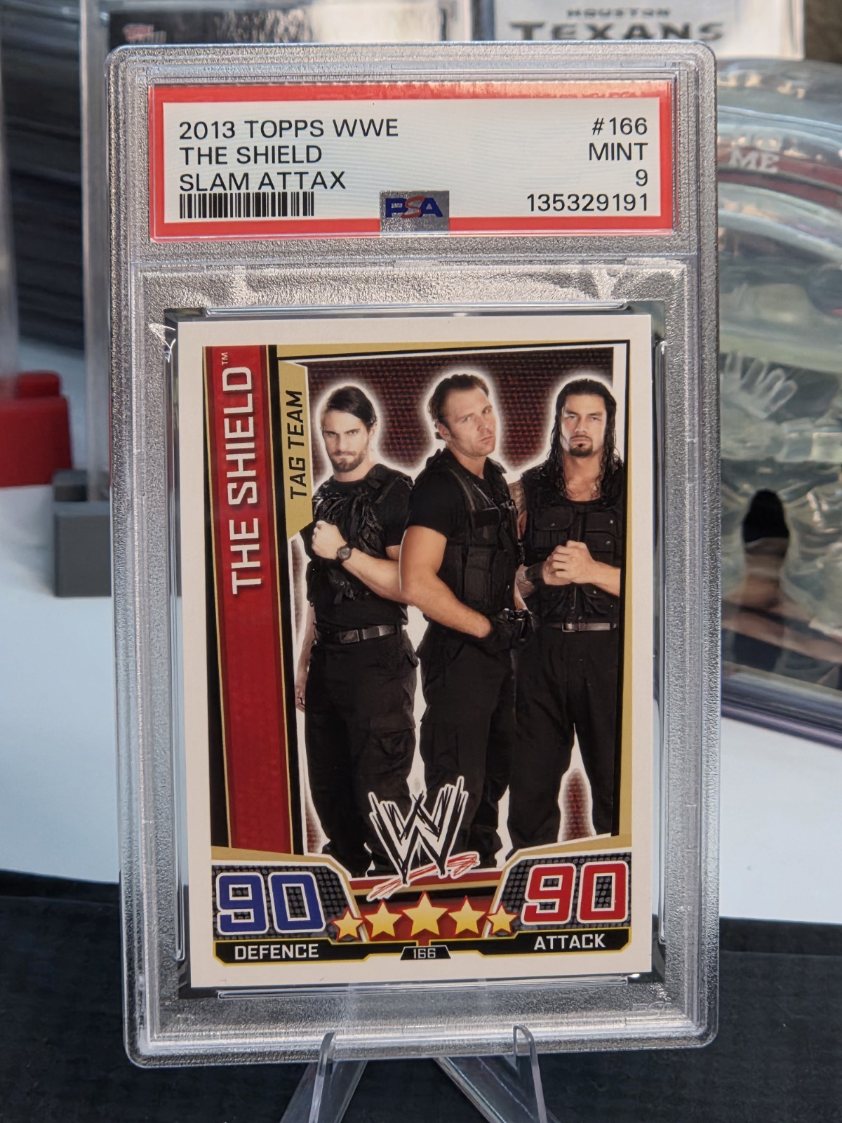 THE SHIELD | Roman, Seth & Dean | Rookie Card | 2013 WWE Slam Attax #166 | PSA 9 view 1