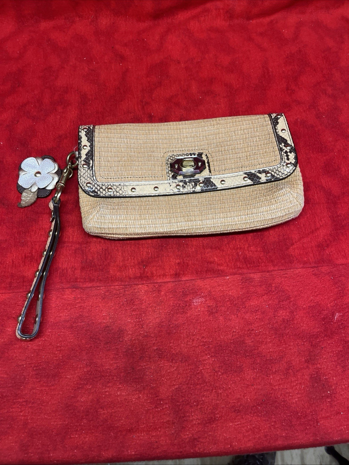 COACH NATALIE STRAW CLUTCH w/ PYTHON EMBOSSED LEA… - image 1