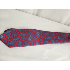Geoffrey Beene Mens Silk Tie Red Blue Paisley Italian Fabric Made in USA Classic