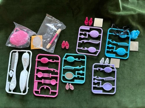 Vintage Barbie 1970's Flower Brush Comb Mirror Perfume Bottle Set Lot of 6 Shoes