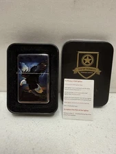 Star® Flip Top Lighter Refillable Colorized Bald Eagle/Flag Embossed New Sealed
