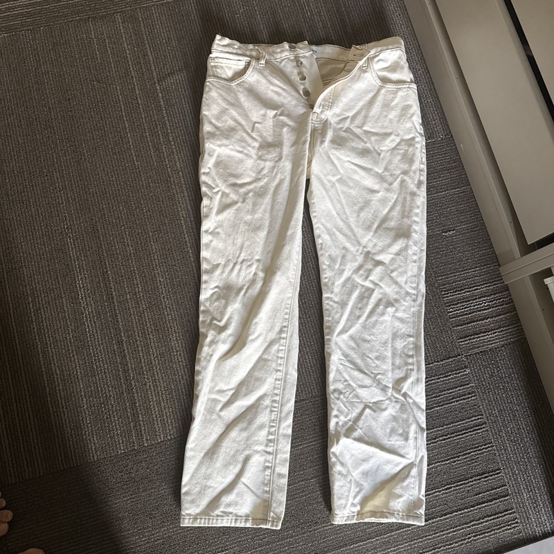 Frame Denim Womens Size 30 Le Slouch Leg Jeans off-White Button Fly Pockets