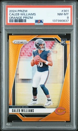 2024 PANINI PRIZM ORANGE PRIZM #301 CALEB WILLIAMS ROOKIE RC 63/249 PSA 8