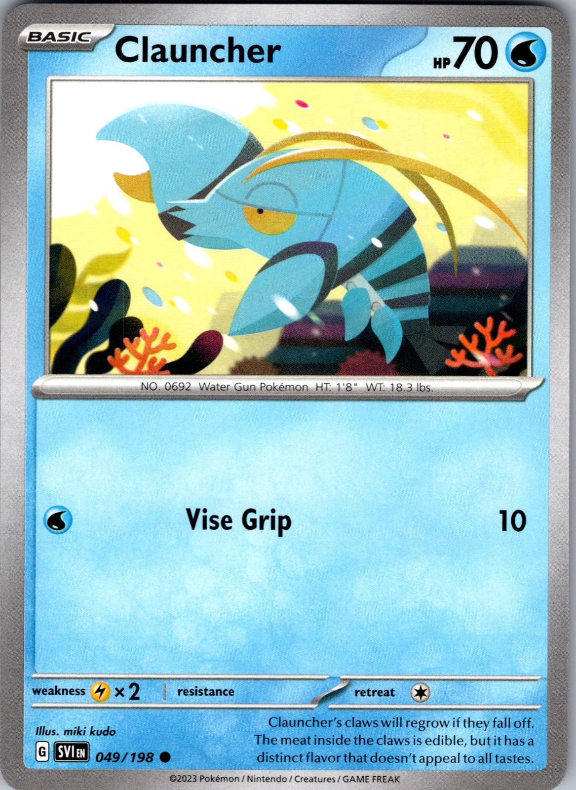 Clauncher Scarlet & Violet 049/198 Common Pokemon Near Mint
