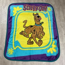VTG 2000 SCOOBY DOO LUX THROW BLANKET CARTOON NETWORK 50" X 60" TEAL SOFT VGC
