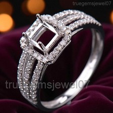 Beautiful Princess Cut Ring 6x6mm Semi-mount Ring Sterling Silver Wedding Ring