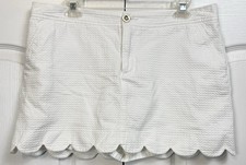 Lilly Pulitzer Women  s Sz 12 Colette White Skort Skirt With Shorts Scalloped Hem