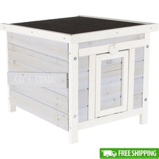 Outdoor Cat House Weatherproof Shelter Easy Assembly Pet Hideaway Cabin New