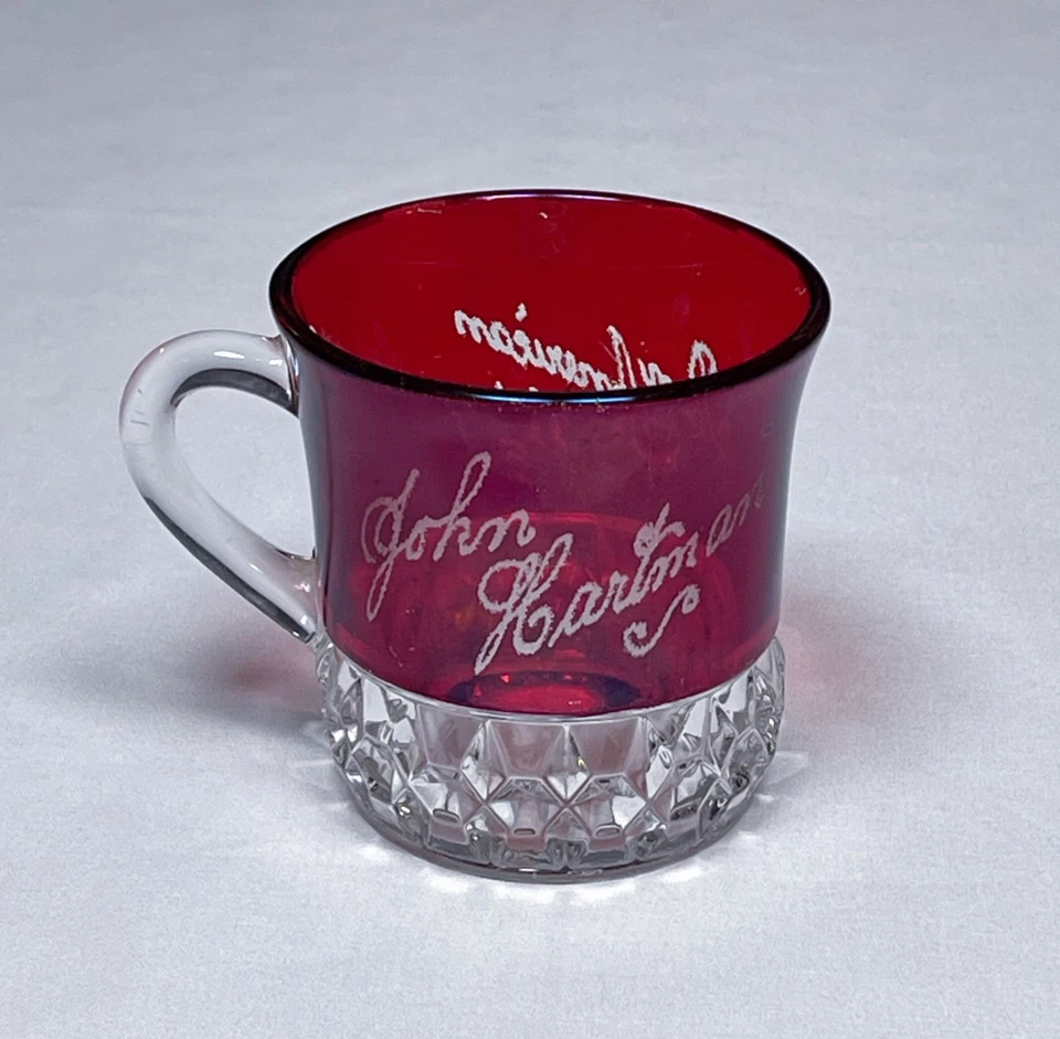 EAPG Greensburg CORONA Ruby Stained Mug - Souvenir 1901 Pan American Exposition - Image 2 of 4