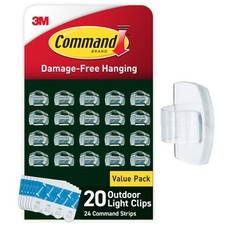 Outdoor Light Clips, 20 Clear Clips and 24 Strips, Damage Free Hanging Christ... 1.05 per strip