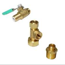 2x Brass EZ RO Water Filtration Adapter Kit-1/4"QC Valve-Tee-1/2"x3/8"Nip (Two)