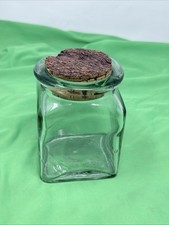 Ben Rickert Square Glass Jar Wayne N.J. Made In Spain W Natural Cork 4.5"x 3.25"