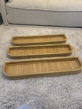 3 Boho Cane Rattan Wall Shelves