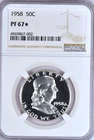 1958 Franklin Half Dollar Proof NGC PF 67 STAR PR 67* Frosty Silver Coin 50C