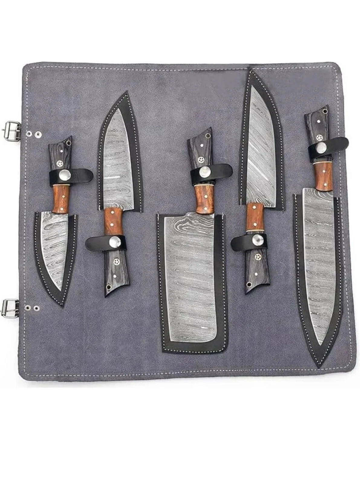 HAND FORGED DAMASCUS STEEL CHEF KNIFE Set Kitchen Knives Best USA gifts