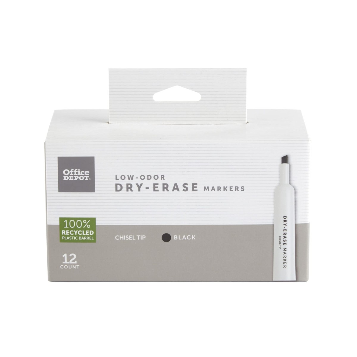 Office Depot Low-Odor Dry-Erase Markers, Chisel Point, Black, Pack Of 12,