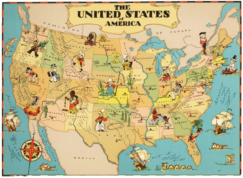 Vintage Reproduction 1930-1939 Date Range Antique Maps, Atlases & Globes