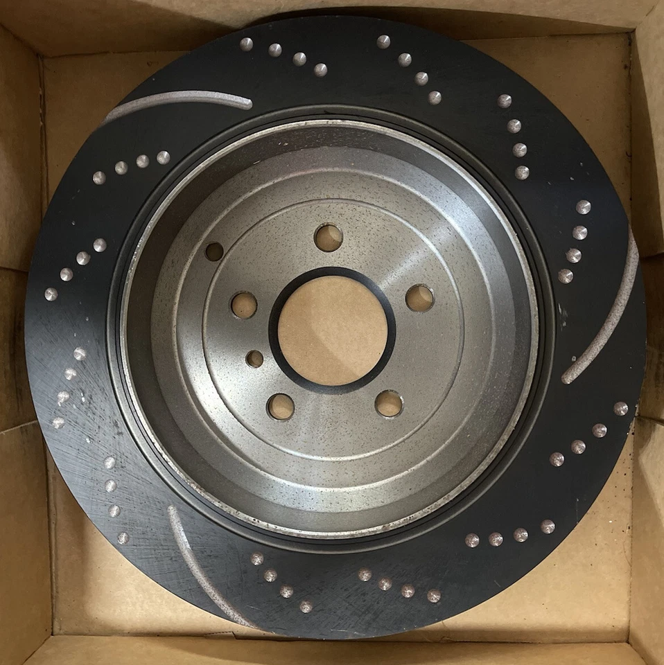 Black Disc Brake Rotor-EBC Series Sport Slotted Rear EBC Brake GD7400 Mercedes - Image 4 of 4