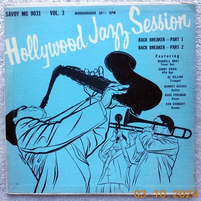 HOLLYWOOD JAZZ SESSION VOL. 3 SAVOY 9031 ORG. 10'' LP 1954 DG WARDELL GRAY RARE!!