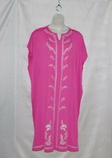 Joan Rivers Petite Embroidered Floral Border Caftan Size PS Hot Pink