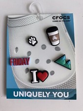 Crocs Jibbitz Shoe Charms Things I Love 5 Pack Friday Coffee Dog Paw Mountain