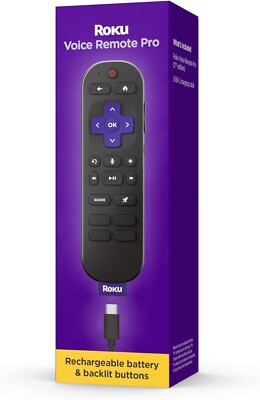 Roku Voice Remote Pro (2nd Ed.) | Rechargeable TV Remote Control with Hands-free