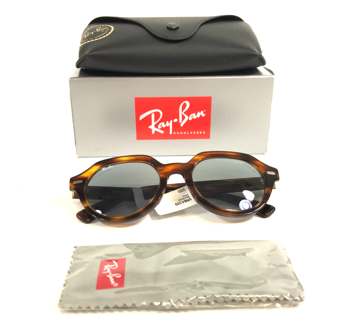 Ray-Ban Sunglasses RB4399 GINA 954/62 Tortoise Brown Round w/ Blue