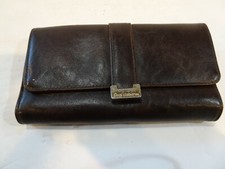 Vintage Liz Claiborne Brown Leather Tri Fold Woman's Wallet 7.5 inch X 4 Inch