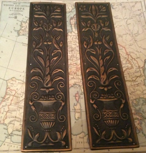 Reclaimed Solid Brass Door Finger Plates Antque Copper finish Large Oblong 1 - Picture 4 of 4