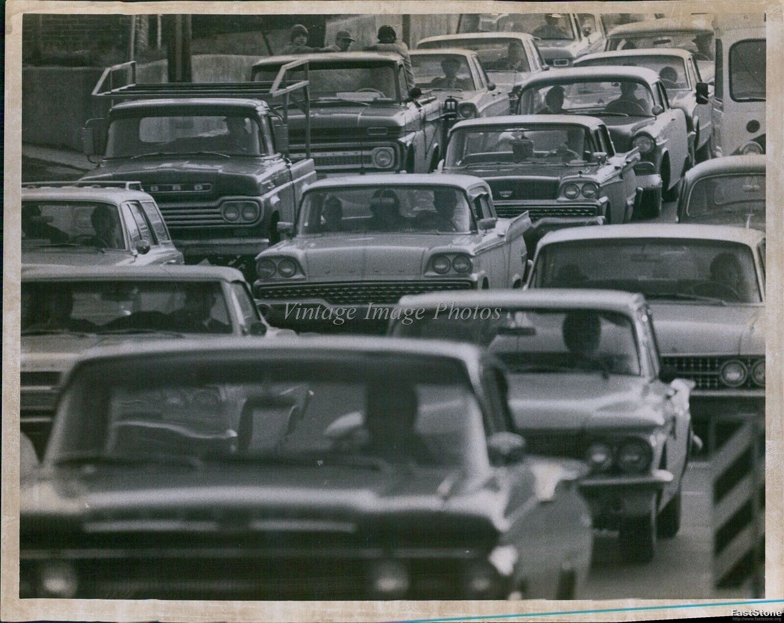 1966 Bumper To Bumper To Hubcap Traffic On Charlotte Nc Road Highways