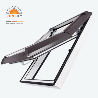 Dachfenster FK06 66x118 Kunststoff SunSky mit Hochschwingachse Komplettpaket