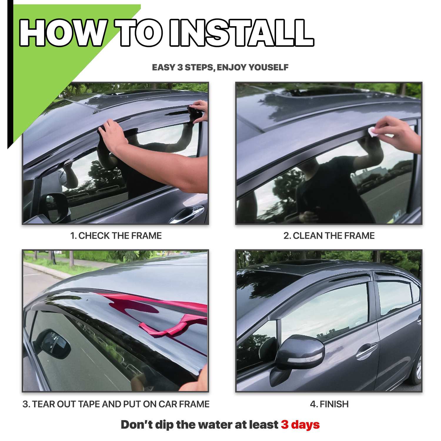 38" Tint Sunroof Moon/Sun Roof Window Visor Shade Vent Wind Rain Guard Deflector