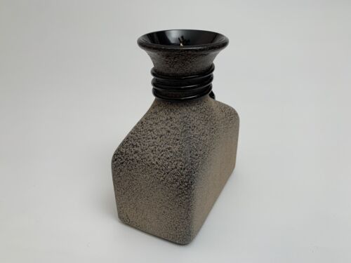 Vaso soffiato a mano spagnolo Lafiore vintage MCM vetro nero con trama scavo. - Foto 4 di 9