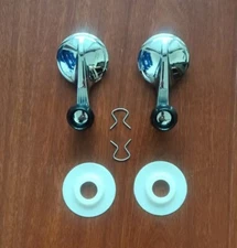 interior chrome Vent window Crank handle Kit pair black knob  1959 1960 Impala