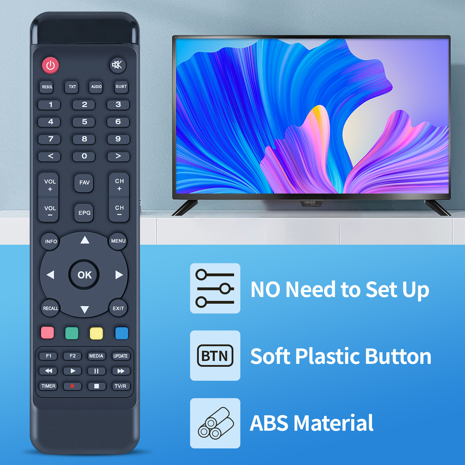 Remote Control Fit For VIARK SAT DVB-S2 4K Full HD Satellite H.265 HEVC Receiver