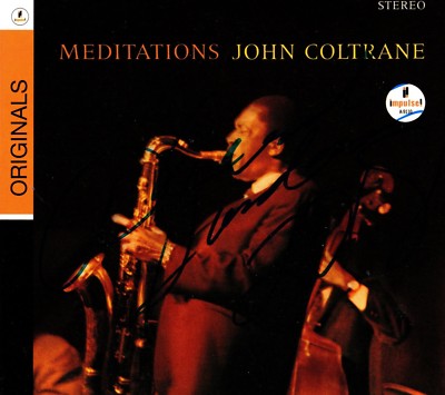 Pharoah Sanders Autogramm signiert auf Digipack CD John Coltrane Meditations