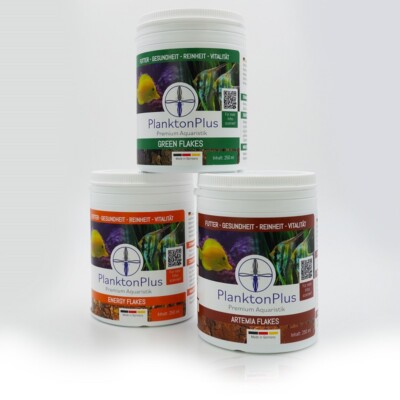 PlanktonPlus Artemia Energy Green Flakes Flockenfutter Fischfutter 3x250ml