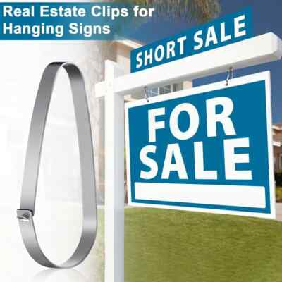 14 Pcs Real Estate Sign Rider Clips - Stainless Steel Hanging Clips For Yard Signs