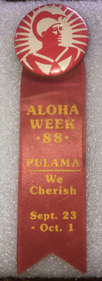 VINTAGE 1988 HAWAII ISLAND FESTIVAL ALOHA WEEK RIBBON BADGE | eBay