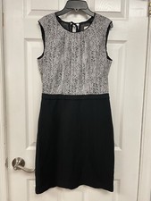 Loft Womens Sheath dress Sleeveless Black White 6 Business