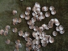 Bead cap, silver-finished brass, 6x1mm cutout corrugated flower, fits 6-8mm bead