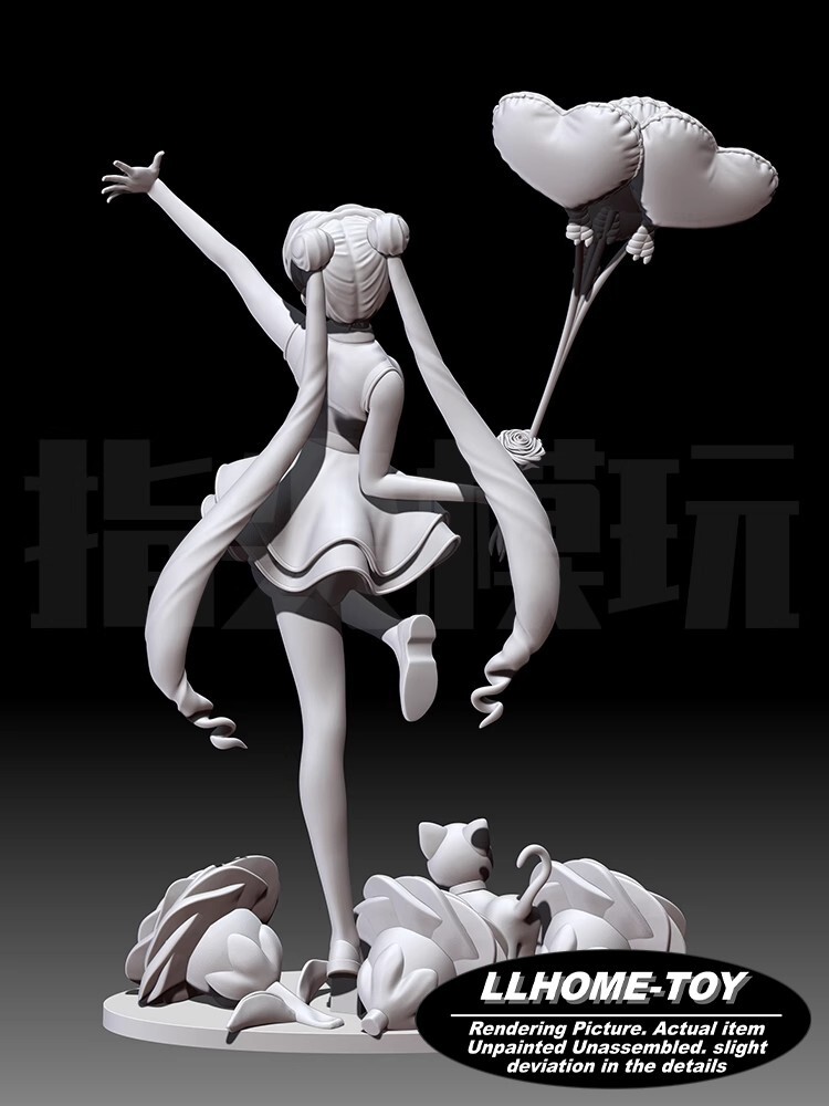 うさぎ Anime SMLA Tsukino Usagi with cat Luna lovely girl Resin 3D