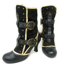 Funtasma Matey 205 Black Steampunk Pirate Pleaser Boot Size 7 Buckles Round Toe