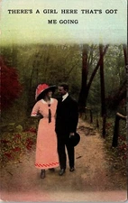 Vintage Postcard Romance Couple  There's A Girl Here That's Got Me Going