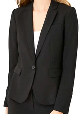 ANN TAYLOR PETITE BLACK THE ONE BUTTON BLAZER SEASONLESS STRETCH JACKET SZ 00P