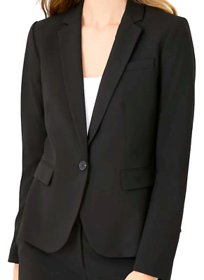 NEW ANN TAYLOR BLACK THE ONE BUTTON SEASONLESS STRETCH BLAZER JACKET SZ 6