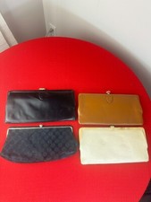 VTG 4 LOT Clip Clasp Clutch Evening Purse Brown Black White Floral Pattern